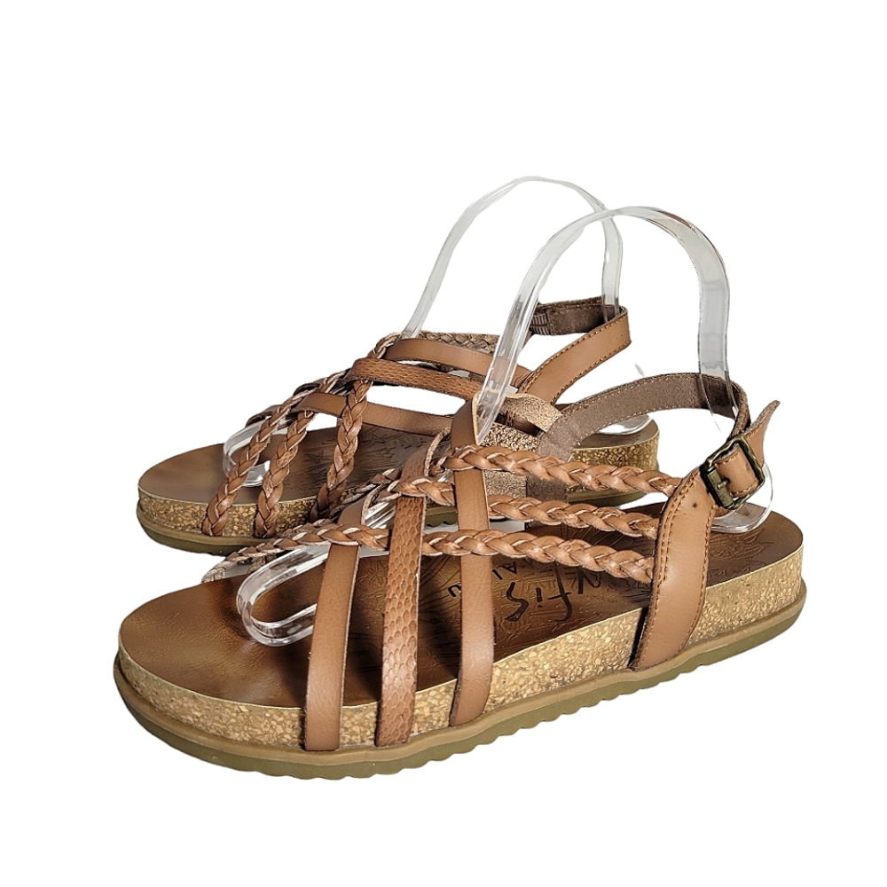Blowfish tan strappy leather sandals Size 8